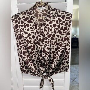 Zara Brown and Cream Patterned Button Down Shirt